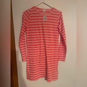 Pink Striped Long Sleeve Dress